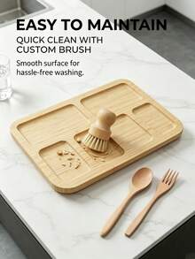 1pc New Creative Bamboo Snack Tray (No Lid), Fruit & Nut Platter, Large Bamboo Serving Tray, Cheese Board, Coffee & Tea Tray, Fruit Bowl, Party & Dinner Plate, Candy Tray, Suitable For Wedding, Party, Event - One Size - View 10