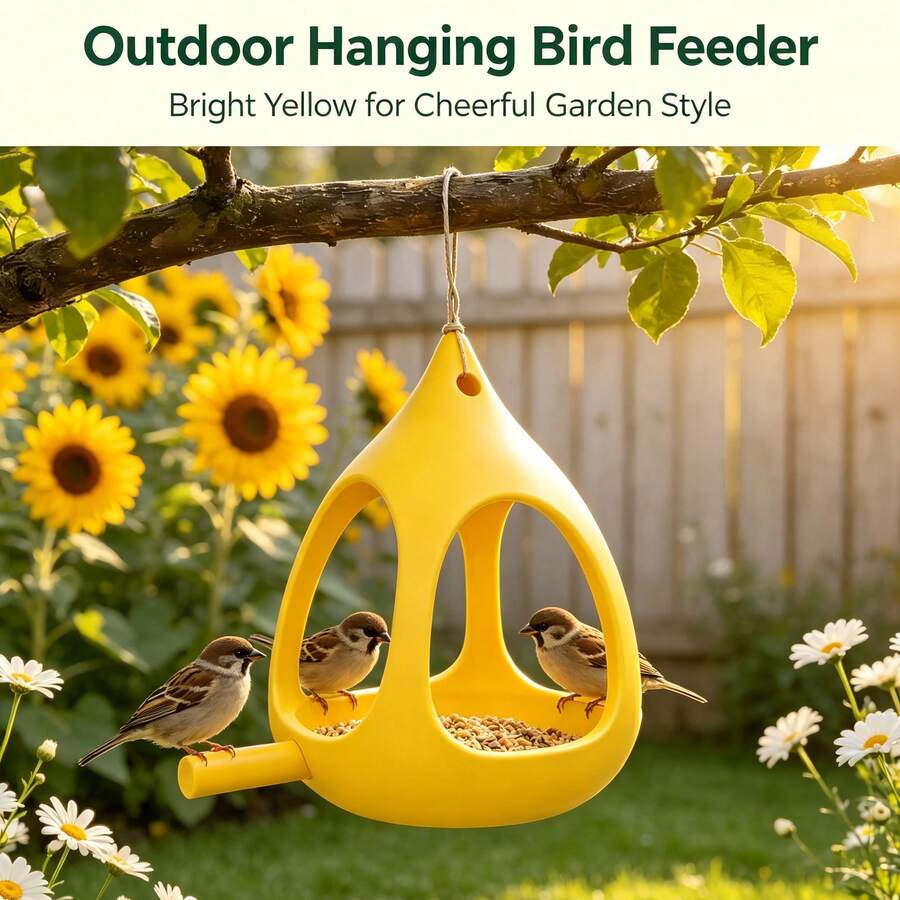 1pc Garden Decor Bird Feeder, Outdoor Hanging Wild Bird Feeder, Yard Patio Decorative Bird Food Container, Garden Backyard Ornament, Gift For Bird Lovers - Multi-color - View 1