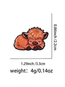 Cute Sleeping Baby Highland Cow Enamel Brooch - Cuddled Fluffy Animal Pin, Suitable For Backpacks And Jackets - Multicolor - View 8