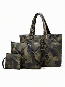 Camouflage Large Capacity Portable Clothing Bag, Lightweight Shoulder Tote For Outing Work School - Multicolor - View 4