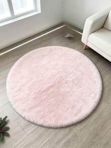 1 keping permaidani bulu arnab tiruan bulat merah jambu, bahan lembut selesa dan gebu, permaidani ruang tamu, permaidani bilik tidur, permaidani pintu masuk, permaidani dapur, permaidani bilik mandi, permaidani bilik permainan, permaidani bilik belajar, permaidani almari, permaidani tebal, permaidani musim luruh/sejuk, permaidani bulu, permaidani tebal - Hitam - Lihat 3