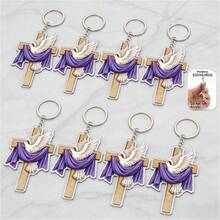 8pcs 2D Flat Acrylic Cross And Dove Keychains, Transparent Texture. Suitable As Backpack, Key Pendant, Unisex. Perfect For Religious Gatherings, Weddings, Baptisms, Etc. A Blessing Gift For Believers, Suitable For Personal Use Or Gifting To Friends And Family. - Peace Dove Set - View 5