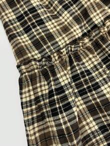 Tween Girl Plaid Patchwork Casual Daily Summer Dress - Multicolor - View 5