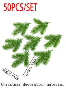 10/50pcs 4.73 Inch Artificial Mini Pine Needle Branches, Christmas Green Stem Faux Cedar, Suitable For DIY Wreaths, Home Office Room Dining Table Kitchen Decor, Halloween, Christmas Decoration - Green - View 10