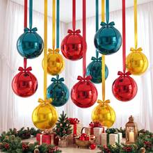 12 Pcs 18 Inch Christmas 4D Metallic Foil Balloons Kit, Red Dark Green Gold Round Hanging Balloons With Pump Ribbon 24 Ceiling Hooks For Christmas Party Ceiling Hanging Decor Supplies - View 3