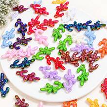 10/30pcs Christmas Candy Cane Acrylic Pendants, AB Color Charms With Bow & Hole, Colorful Holiday Loose Beads For DIY Jewelry Making & Crafts - Random Color - View 5