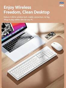 AOC KM200 Business Keyboard And Mouse Combo, Splash-Resistant Keyboard, Anti-Slip Mouse Grip, Compatible With Laptops And Desktops, High Performance And Value - View 2