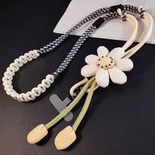 1PC Floral 2-Strand 3-In-1 Braided Crossbody Phone Lanyard, Adjustable Floral Braided Phone Strap, Dual-Use Crossbody Bag And Wrist Strap, Colorful Durable Nylon, Suitable For All Phones, Perfect For Outdoor Activities, Phone Lanyard With Metal Buckle, Random Color - Tassel Flower Woven Lanyard - View 3