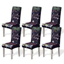 1/2/4/6pcs Christmas Print Chair Covers, Cartoon Holiday Atmosphere Decorative Dust-Proof Elastic Full-Coverage Chair Covers - Multicolor - View 12