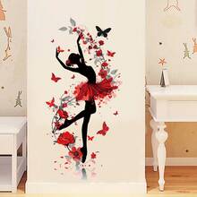 1pc Floral Butterfly And Beautiful Girl Wall Stickers For Kitchen Decals PVC Self-Adhesive Mural For Dining Room Restaurant Decoration 23.6*11.8inch - One Piece In Multiple Colors - View 13