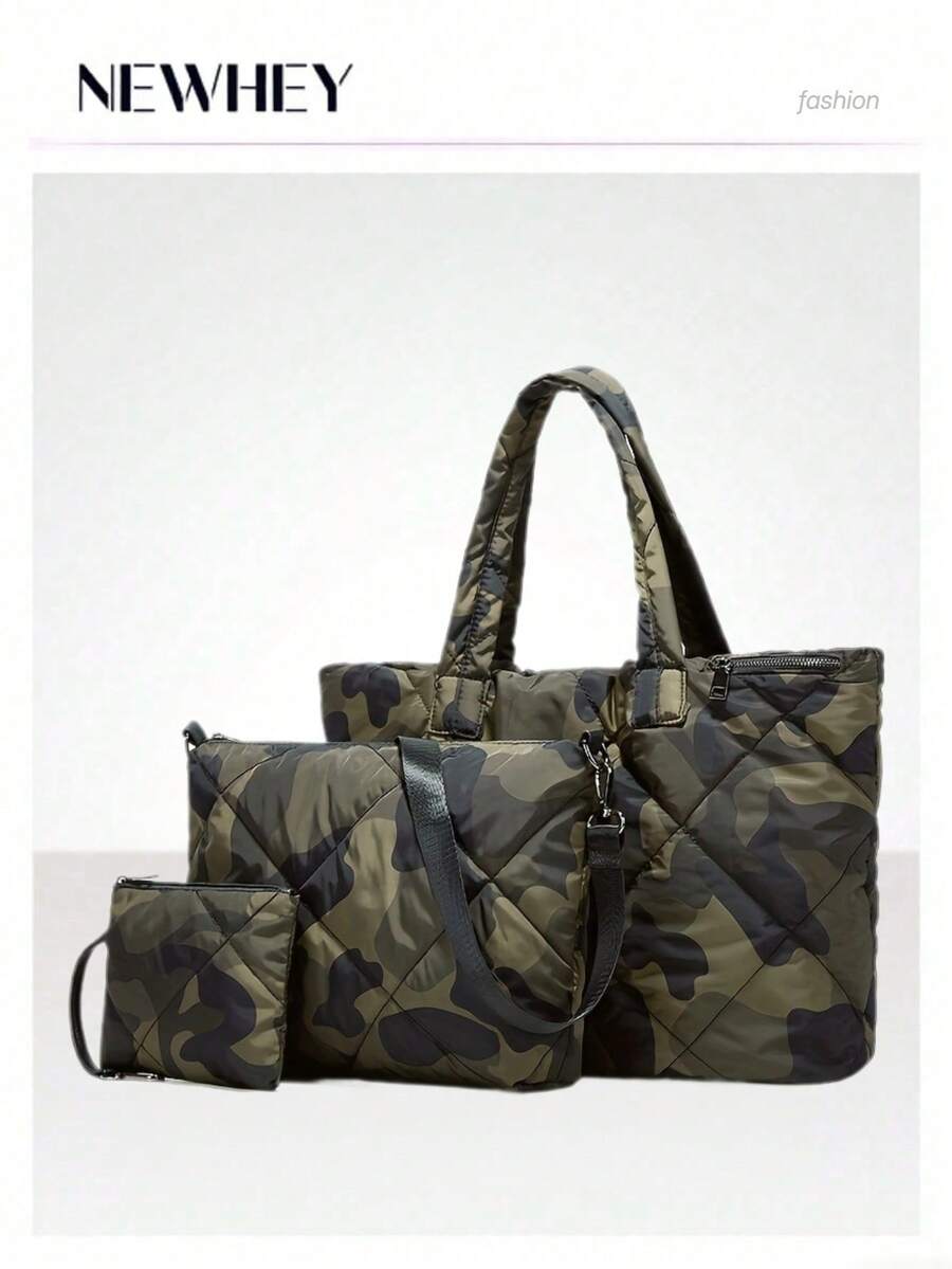 Camouflage Large Capacity Portable Clothing Bag, Lightweight Shoulder Tote For Outing Work School - Multicolor - View 1