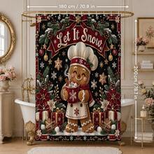 1pc/4pcs Chef Gingerbread Man Pattern Multi-Function Bathroom Decor Shower Curtain Set, Free 12 Hooks, Premium Holiday Atmosphere, Bathroom Mat, U-Shaped Floor Mat And Round Toilet Lid Cover, Suitable For All Occasions Decoration, Bathroom Set - Chef Gingerbread Man - View 13