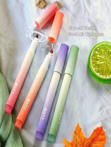1/4/6/12pcs/1set Gradient Color Fluorescent Markers, Colorful Water-Based Markers, Fresh Soft Multicolor Fluorescent Marker Design, Suitable For Classroom Notes, Key Point Marking, Note Classification, Textbook Marking, Diary Writing, Office Document Marking - Gradient Highlighter - View 2