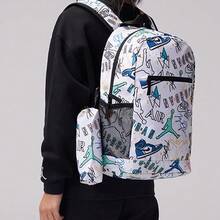 Nike Jordan Graffiti Large Capacity Zipper Backpack Polyester School Bag Unisex Couple Style White - White - View 4