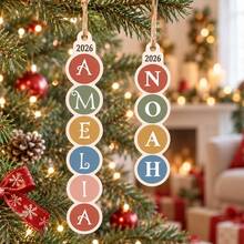 Custom Round 2-10 Letters Christmas Ornament 2026, Minimalist Holiday Christmas Tree Decoration, Personalized Initial Bag Charm, Festive Party Hanging Decor, Customized Monogram Keepsake, Customizable Name Gift For Friends, Couple, Stocking Surprise - Style D - View 5