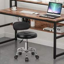 Taburete Giratorio con Ruedas y Altura Ajustable, Silla Neumática 360° con Asiento Acolchado para Spa, Estética, Salón, Oficina y Consultorio, Color Negro - Negro2 - Ver 3