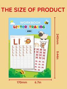 1pc 26 Alphabet Practice Notebook, English Uppercase And Lowercase Letter Tracing Handwriting Practice Notebook, Letter Learning, Reusable, Suitable For Students Of Different Stages, Daily, Home, School, Classroom, Travel And Other Scenes, Essential Decorative Sticker Stationery, Holiday, Birthday, Party, New Year Gift Choice - Multicolor - View 3
