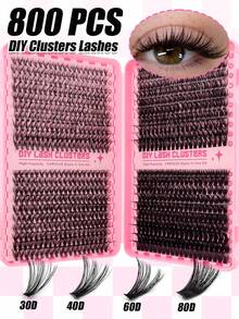 Sibeuna 800PCS Eyelashes Book 30D+40D+60D+80D D Curl Natural&Thick & Fluffy Lash Book Soft Lashes DIY Cluster Eyelashes Fall Back To School Travel Essential - D - View 4