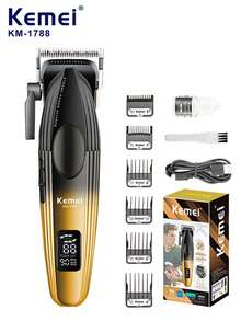 Kemei 2 Pieces Professional Haircutting Scissors Set, Cordless Men's Hair Clipper, USB Rechargeable With LED Display, Multifunctional Hair Cutting Set, 0mm Gap Engraving Trimmer, Tools Suitable For Home And Barber Shop Use - Multicolor - View 14