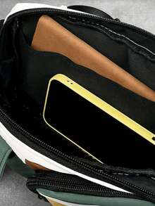 Men's Snap Closure Contrast Color Shoulder Bag Chest Bag Waist Bag Travel Work Sports Vacation Essential Lightweight Anti-Theft - Multicolor - View 4