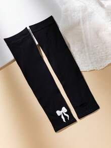 1pair Ladies Luminous Butterfly Ice Silk Sun Protection Arm Sleevesy2k - Black - View 10