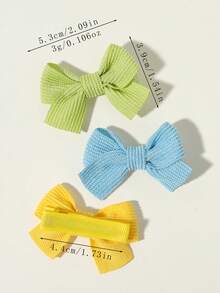 20pcs Multicolor Waffle Bow Hair Clips Set, Simple Solid Color Hair Accessories For Girls, Children's Daily Wear Headwear - Mixed color - View 7