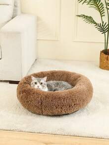 Deep Sleep Dog Bed Long Plush Round Calming Pet Bed Winter Warm Cat Bed Large Dog All Season Universal Dog Mat - Brown - View 7