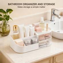Vanity Drawer Bathroom Cosmetic Storage Box, Skincare Organizer With Large Capacity Storage Drawer And Makeup Brush Holder, Lipstick Jewelry Nail Care Cosmetic Storage - Multicolor - View 4