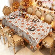 1/2pcs Autumn Tablecloth, Autumn Pumpkin Maple Leaf Plaid Tablecloth, Polyester Material, Suitable For Dining Room, Kitchen, Coffee Table, Dining Table, Picnic, Camping, Country Farmhouse Decor, Thanksgiving Holiday Tabletop Protection And Atmosphere - Multicolor - View 10