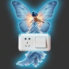 1pc Blue Light Violin Fairy Switch Sticker, Dreamy Butterfly Wings Outlet Self-Adhesive Decorative Sticker - Multicolor - View 1