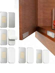 16/12/8/4Pcs Stainless Steel Ultra-Thin Strong Magnetic Cabinet Door Catch, Can Be Installed On Kitchen Cabinets, Wardrobes, And Drawers Without Drilling, With Double-Sided Adhesive For Non-Destructive Installation, Secure And Firm - Multicolor - View 2