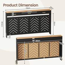 Radiator Cover With Drawers, Wooden Radiator Shelf Pipe Covers Cabinet For Living Room Bedroom Hallway - Black + Wood Grain - View 7