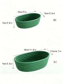 Cirelle 3pcs/1pc Large Capacity Oval Handwoven Storage Basket, Bohemian Style Rope Woven Basket, Suitable For Kitchen, Bathroom, Clutter, Bedroom, Living Room, Dorm, Desk, Vanity, Home Decor, Bathroom Storage, Also Suitable For Storing Snacks - Green - View 10