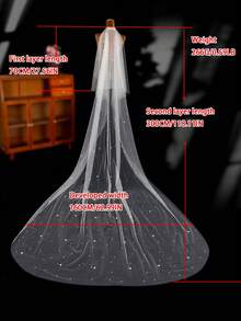 1pc Faux Pearl Bridal Veil With Hair Comb, Short And Long Train Styles Available, Suitable For Church Wedding And Bachelorette Party - White - View 11