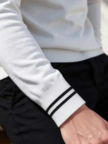 Sweater Rajut Lengan Panjang Leher Bulat Gaya Minimalis untuk Pria - Putih - View 3