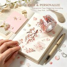 Loop100cm 2m/Roll Laser Silvery Vintage Plum BlossomPET Tape Floral Scenery Tape Decorative Tape For Sticker Scrapbooking Journal Card Making Stationery - 2M - View 4