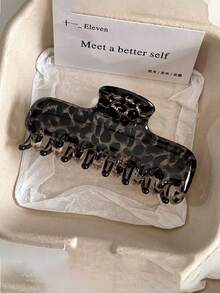 2pcs/Set Vintage Translucent Leopard Print Square Shark Hair Claw Clips, Small & Large Sizes Available, Premium Acrylic Hair Clips Hair Accessories - Multicolor - View 3