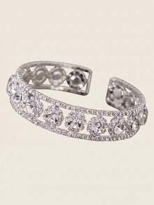 1 chiếc vòng tay cuff bản rộng rỗng hình thoi sang trọng thanh lịch cho nữ, tiệc tối, đám cưới, làm quà tặng - Nhiều màu - Xem 4