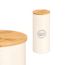 Dam Tall Cream Jar With Bamboo Lid. "Spaghetti" Design. - View 2