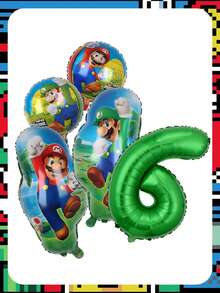MASSDI Super Bros Kids Birthday Balloon Set Features Green Number 1-9Full Body Print Self-Sealing Foil Material Excellent For Children Themed Anniversary Receptions Gathering Decorations Complete Celebration Assortment Vibrant Visual Aesthetic - Balloon - View 20