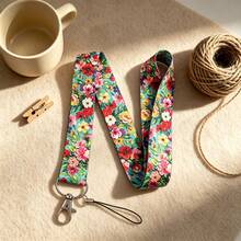 1 Piece Vibrant Wildflower Floral ID Badge Holder With Matching Lanyard, Colorful Garden Flower Print Card Holder For Student Office Work, Lovely Gift - Multicolor - View 4