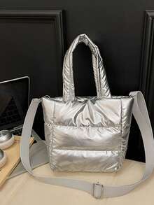 1pc Minimalist Solid Color Padded Handbag, Quilted Puff Bag, Adjustable Shoulder Strap Crossbody Small Bag, Commuter Bag, Student Bag, Suitable For Girls/Children/Students, Applicable For Daily Outings/Shopping - Multicolor - View 13