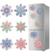 6件組鑽石畫冰箱磁鐵聖誕雪花鑽石繪畫裝飾DIY鑽石繪畫磁鐵套件，適合DIY手工藝禮物、冰箱與信箱裝飾 - 薄荷綠 - 查看 8