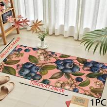 Pink Background Blueberry Print Long Runner Rug, Home Indoor Decor, Kitchen Runner, Entryway Mat, Hallway Entrance Decor, Bedroom Bedside Rug, Living Room Rug, Laundry Room Mat, Bathroom Mat, Suitable For Apartment, Dorm And Home Daily Decor - Multicolor - View 10