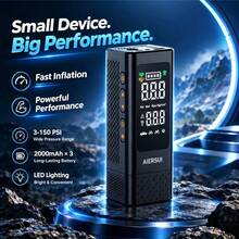 150PSI Portable Air Pump, Car Emergency Jump Starter, With Tire Pressure Gauge And LED Display - 3x Fast One-Touch Smart Wireless Air Pump - A - View 3