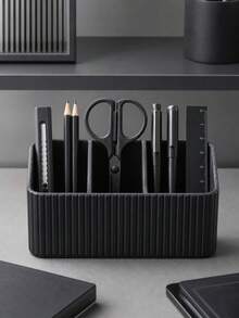 Kotak Penyimpanan Remote Control Kulit PU 3 Slot - Organizer & Tempat Remote Minimalis untuk Meja Rumah - Hitam - MultiWarna - View 11
