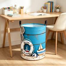 1PC Basketball Sports Collage Print Storage Basket With Handles, Multi-Purpose Organizer For Laundry Clothes And Sundries, Suitable For Multi-Functional Storage, Home Decor & Room Decor & Bedroom Decor - Blue - View 5