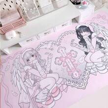 Pink Angel Anime Sexy Girls Y2K Anti-Slip Rubber Mouse Pad Kawaii Desk Mat Laptop Gaming Extended PC Gamer Cabinet Mousepad XXL Keyboard Rug Carpet - View 2