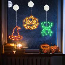 1pc Halloween Pumpkin Light, Suction Cup Light, Indoor String Lights With Timer Function, Create Scary Atmosphere Decoration, Suitable For Halloween, Various Room Walls, Holiday Decoration, Battery Powered (Batteries Not Included) - Suction Cup Light - View 8