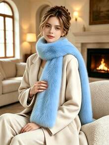 Faux Fur Scarf For Women, Luxury Fluffy Long Neck Wrap, Elegant Plush Scarf, Winter Warm Accessory For Coat Matching - Multicolor - View 14